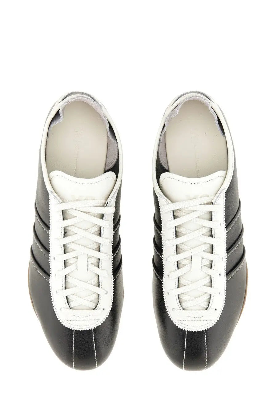 Black and white leather adidas y-3 men’s sneakers tokyo black with three iconic stripes on the side