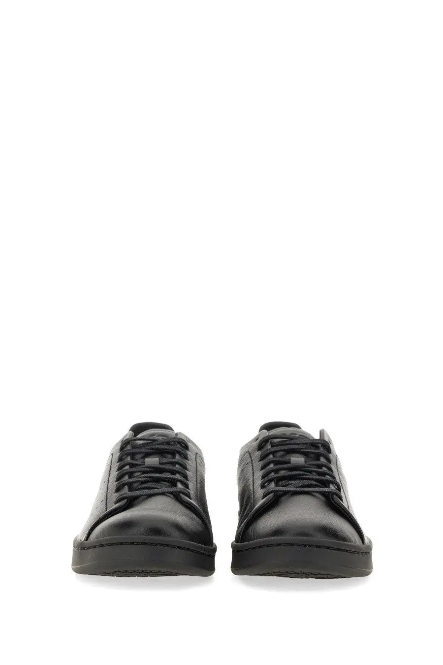 Y-3 men’s stan smith sneaker black low-top with sleek minimalist design and matching black leather laces