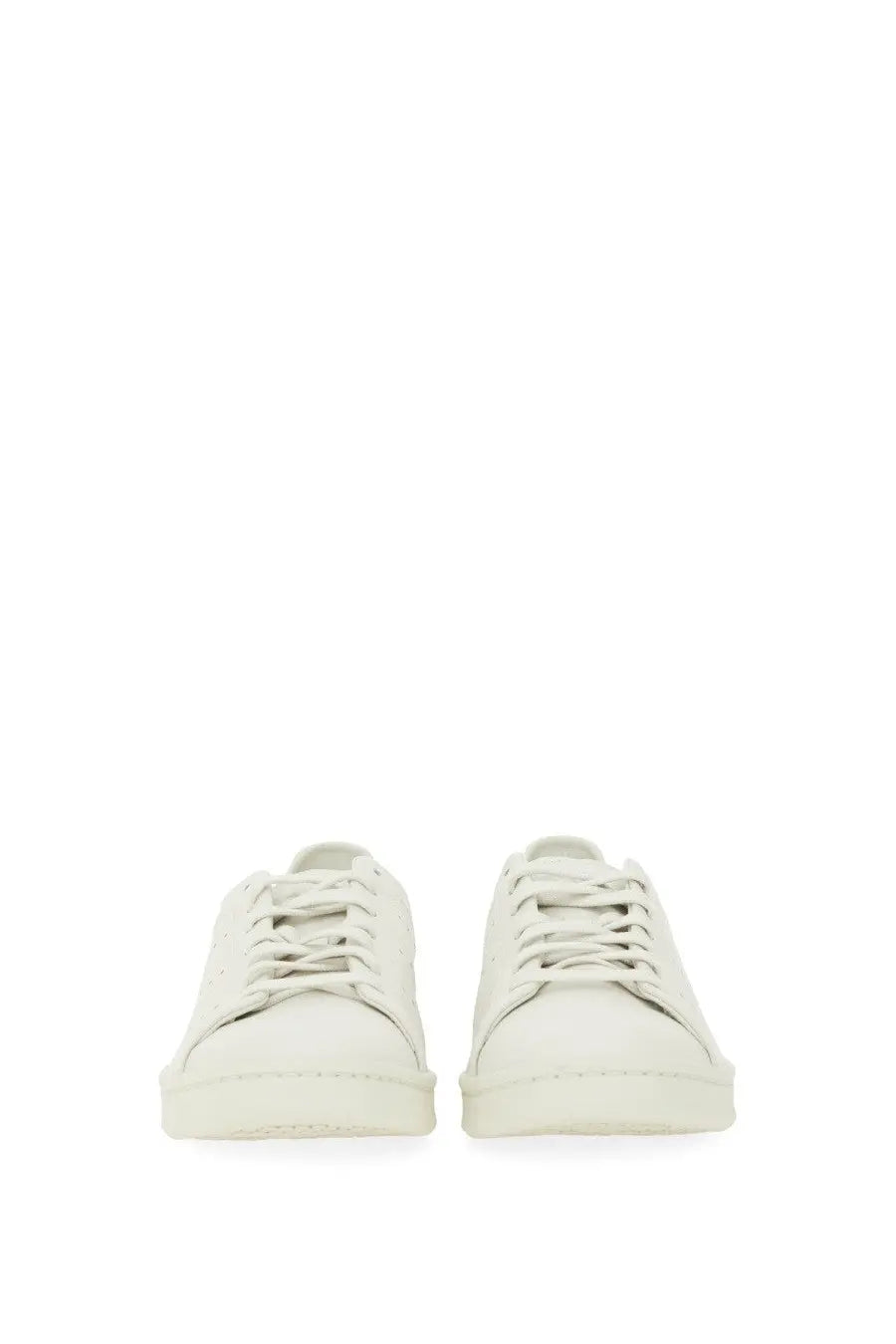 Y-3 men’s stan smith sneaker grey with white leather low-top design and matching laces minimalist style