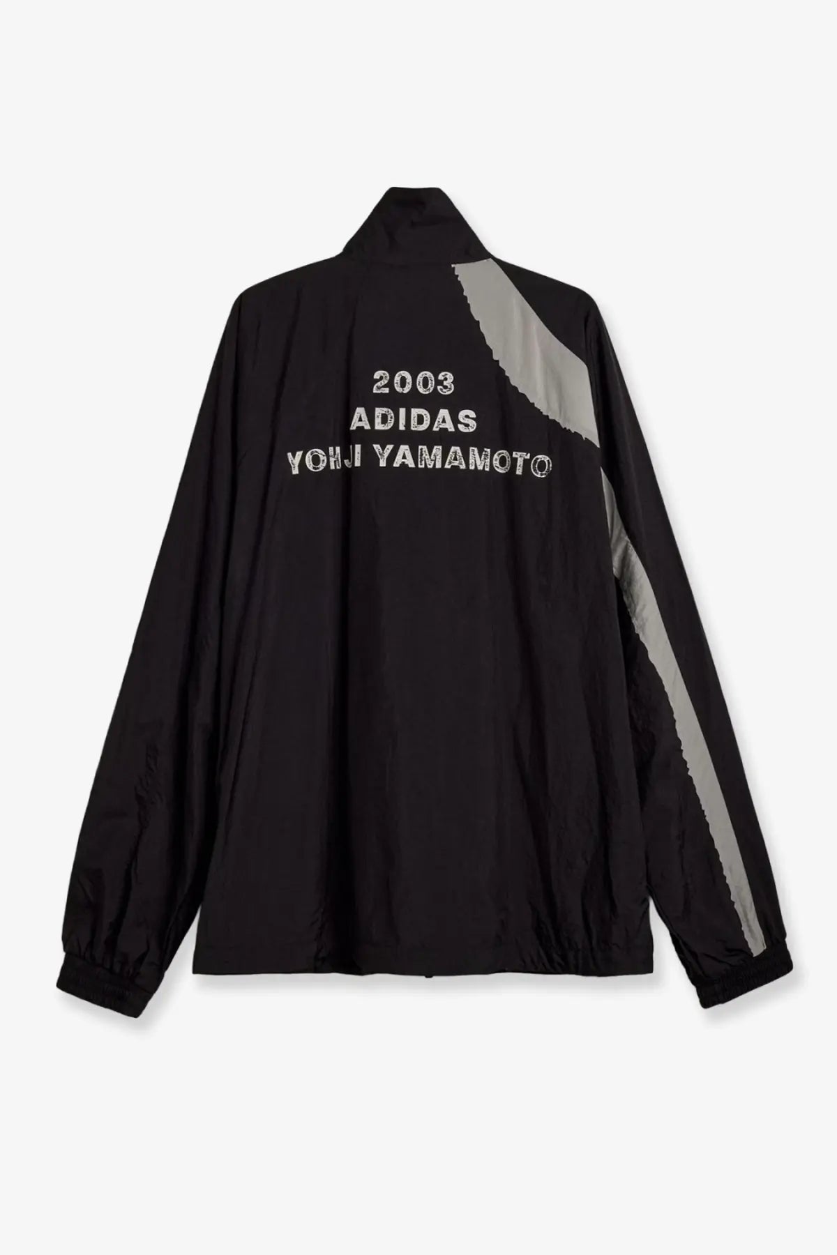Black adidas x yohji yamamoto 2003 track jacket with silver reflective stripes and embroidered branding in nylon
