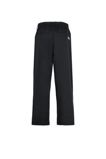 Black y-3 men’s wire pants recycled polyester wide-leg trousers with sleek design and subtle white logo on left thigh