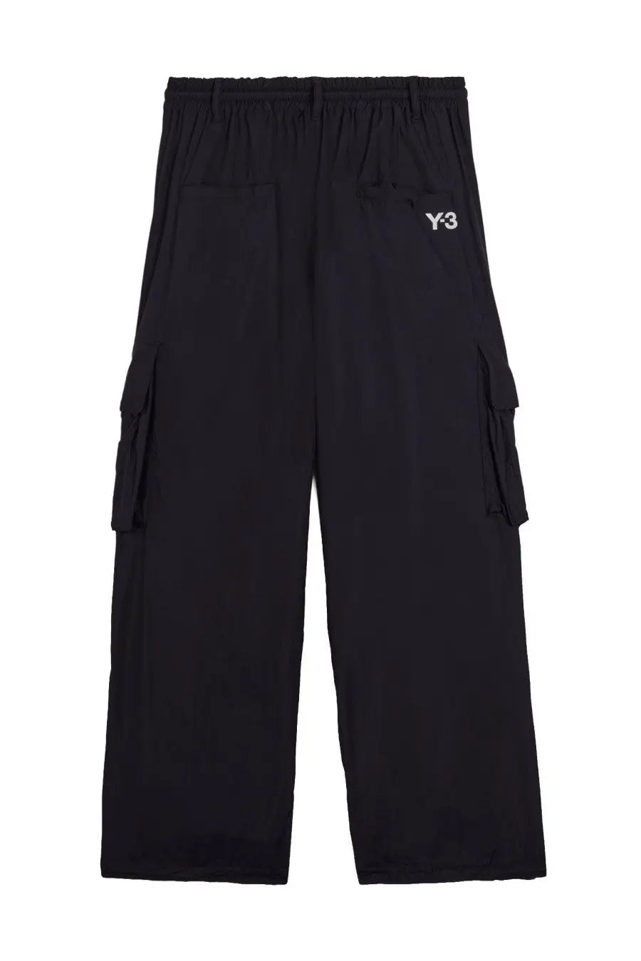 Black y-3 unisex cargo pants with elastic waistband and side pockets designed for comfort and utility