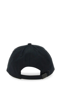 Black y-3 unisex baseball cap with a matte finish and adjustable strap shown from the back side