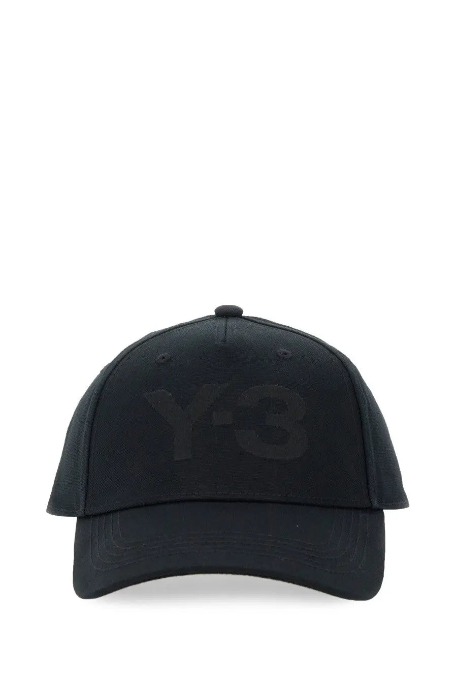 Black y-3 unisex baseball cap featuring a subtle tonal logo on the front for casual streetwear use
