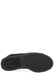 Black rubber sole with textured pattern and y-3 logo embossed on the y-3 unisex sneaker nizza neighborhood black