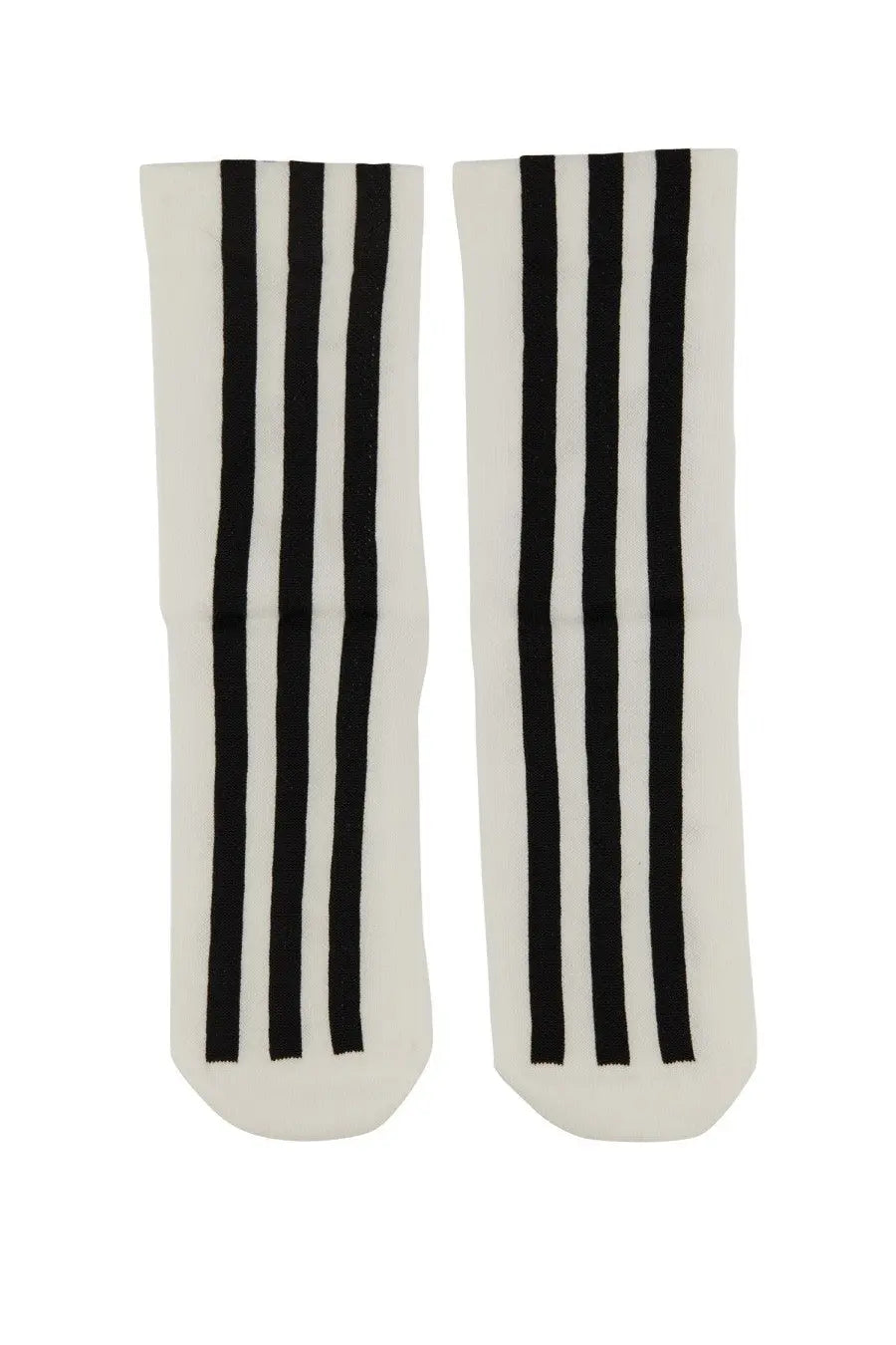 Y-3 unisex stripe socks white off-white knit socks with three bold black vertical stripes down the side