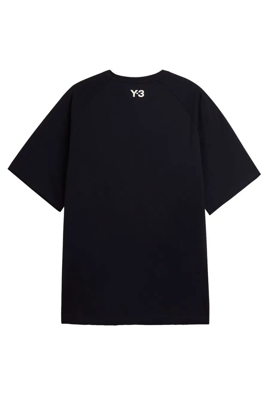 Black y-3 unisex stripes short-sleeved t-shirt with a white logo at the neckline in soft breathable fabric