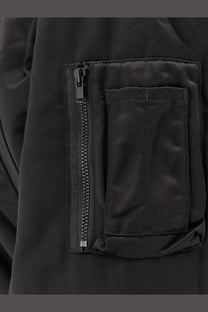 Black nylon utility pocket with zipper closure on y-3 women’s recycled nylon bomber jacket