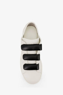 Y-3 women’s Stan Smith grey leather sneakers with white leather and three black velcro straps