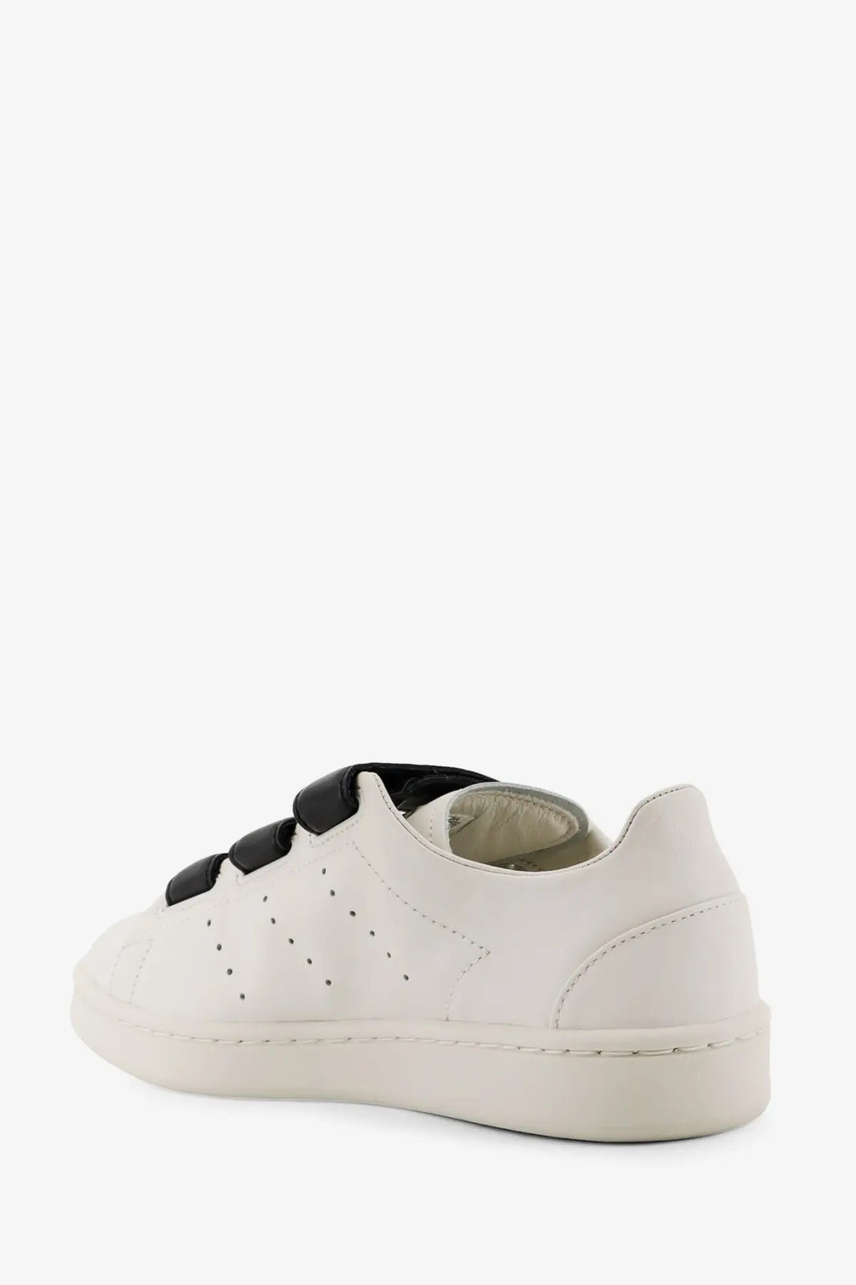 Y-3 women’s stan smith grey leather sneakers with black velcro straps and perforated detailing