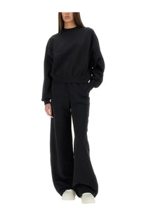 Y-3 women’s black oversized sweatshirt with relaxed fit and ribbed cuffs made from soft fabric