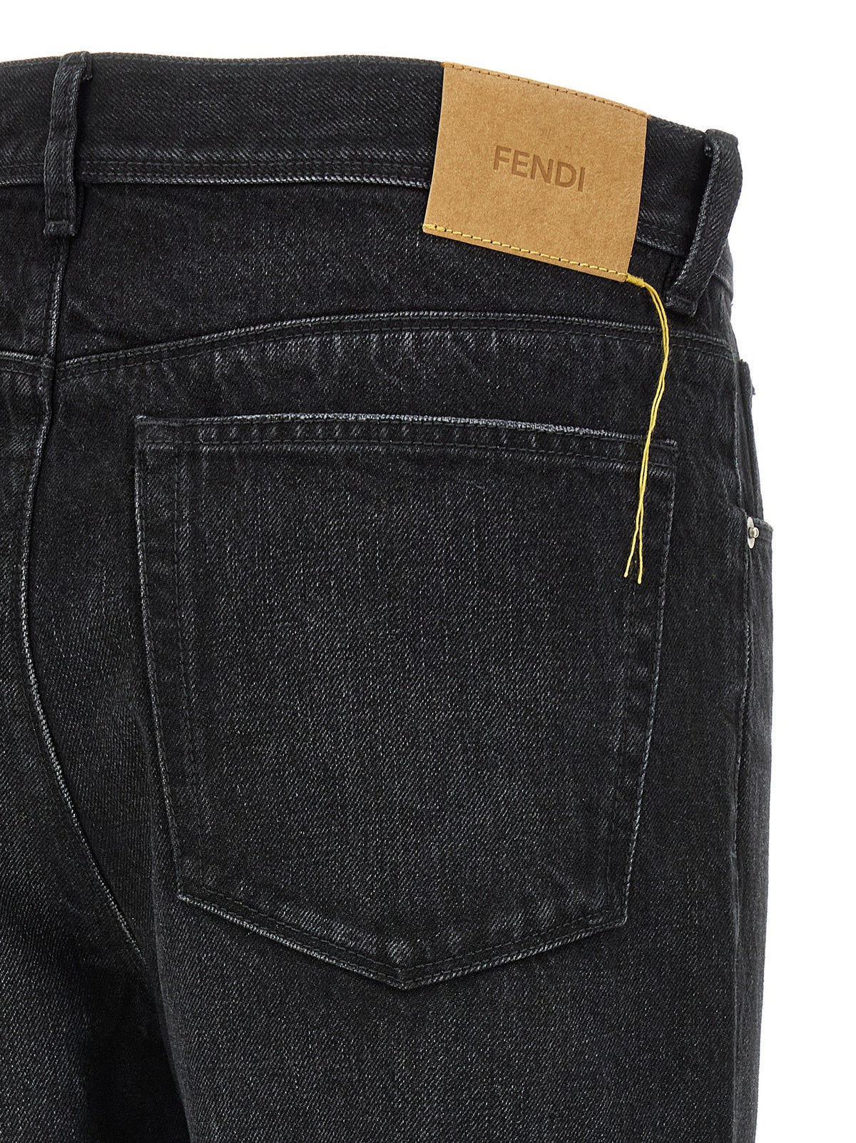 Fendi Yellow Stitching Jeans Black, view 4