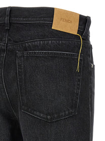 Fendi Yellow Stitching Jeans Black, view 4