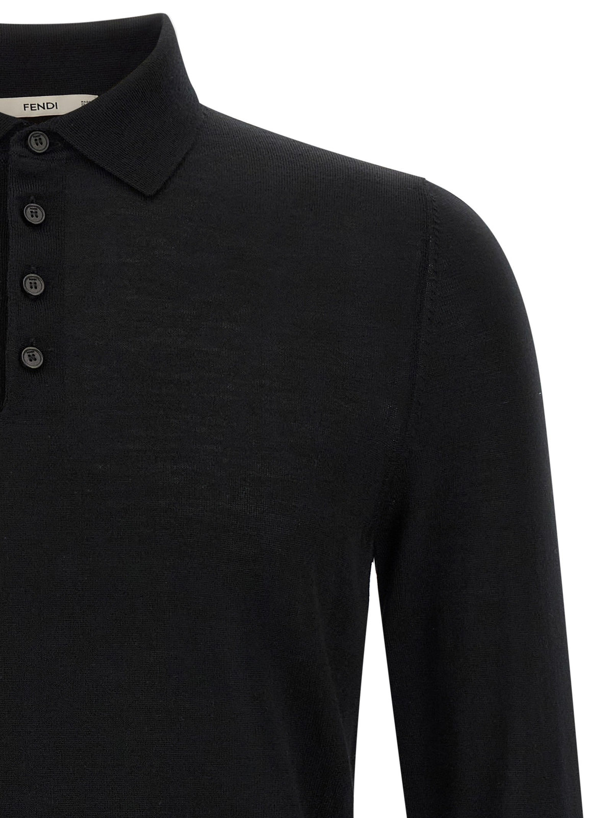 Fendi Yellow Stitching Polo Shirt Black, view 3