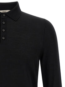 Fendi Yellow Stitching Polo Shirt Black, view 3