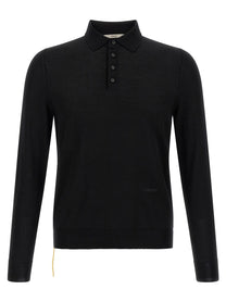 Fendi Yellow Stitching Polo Shirt Black