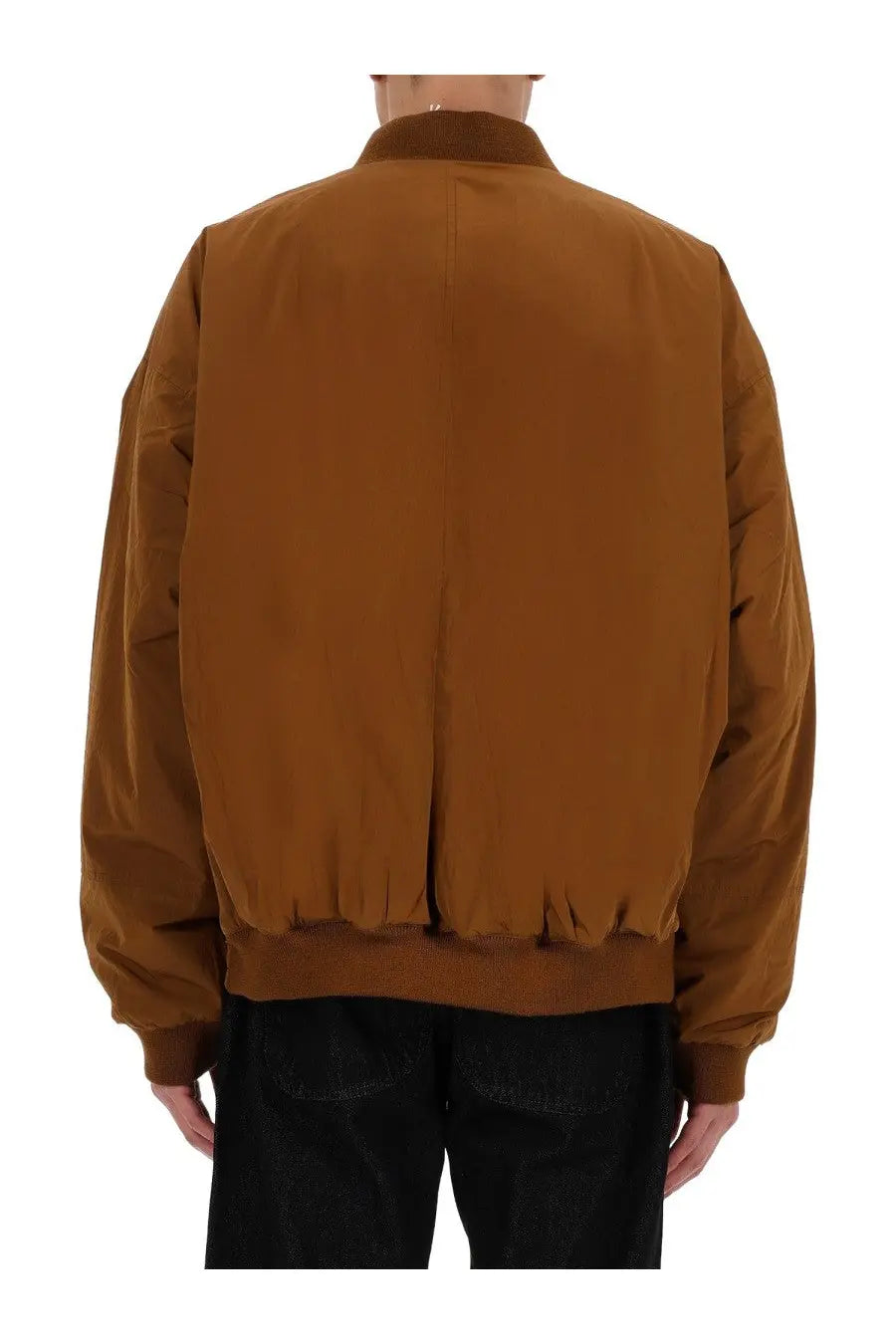 YMC men’s bomber basement brown tan jacket with ribbed collar cuffs and hem made from durable material