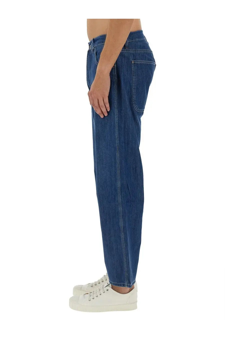 Ymc men’s jeans bez blue dark blue denim jeans with straight-leg cut and classic stitching front view