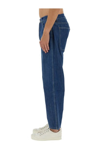 Ymc men’s jeans bez blue dark blue denim jeans with straight-leg cut and classic stitching front view