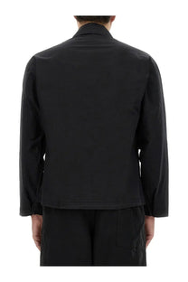 YMC men’s military shirt black with long sleeves structured collar and clean minimalist design in black fabric