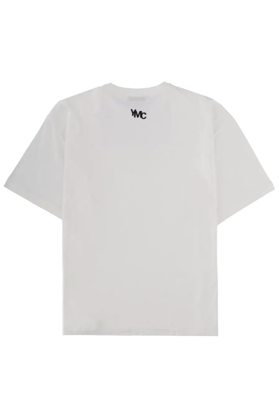 YMC men’s shirt triple white white cotton t-shirt with small black vwc logo embroidered at neckline