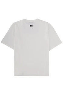 YMC men’s shirt triple white white cotton t-shirt with small black vwc logo embroidered at neckline