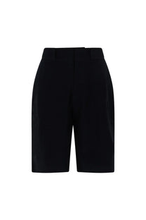 YMC men’s shorts carax black tailored sleek structured design with subtle pleats at the waist in black fabric