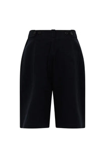 YMC men’s shorts Carax black tailored shorts with sleek structured design and buttoned waistband
