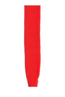 Ymc men’s red sleeve scarf made of bright red knitted fabric with ribbed cuff detail