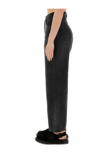 YMC women’s jeans silver black high-waisted black denim trousers with straight-leg cut and classic front pockets