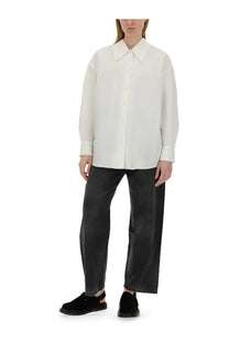 Ymc women’s shirt lena white oversized button-down shirt with classic collar long sleeves in white cotton