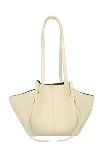 Cream-colored leather tote bag yuzefi womens borsa mochi white with minimalist design and dual top handles