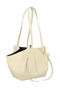 Cream-colored leather tote bag yuzefi women’s borsa mochi white with minimalist design and black interior lining