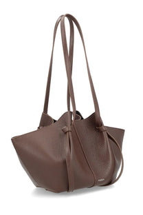 Yuzefi women’s small mochi bag brown brown pebbled leather tote bag with dual shoulder straps and drawstring closure