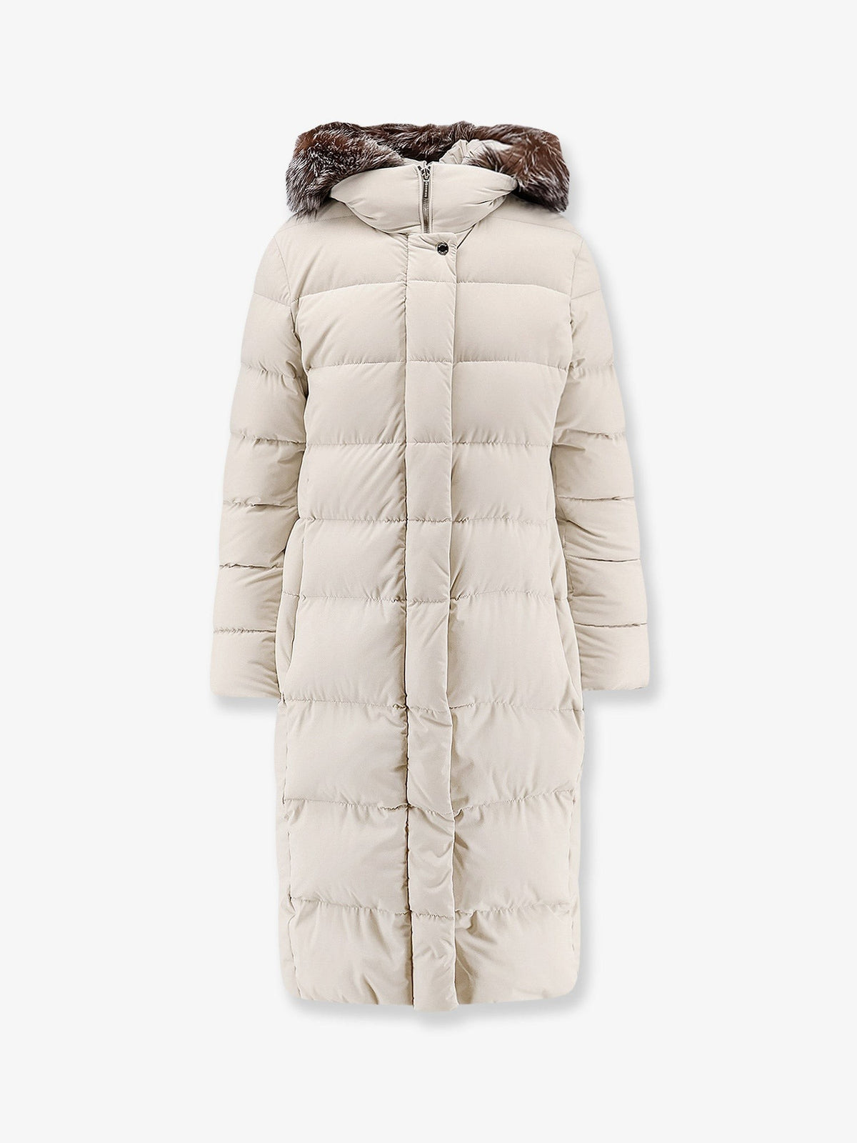 MooRER Women's Zagar Kn Water Repellent Stretch Fabric Long Down Coat White