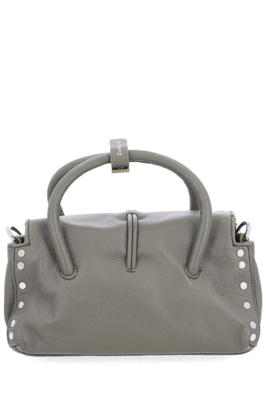 Gray leather zanellato women’s small bag with silver-toned studs and minimalist design