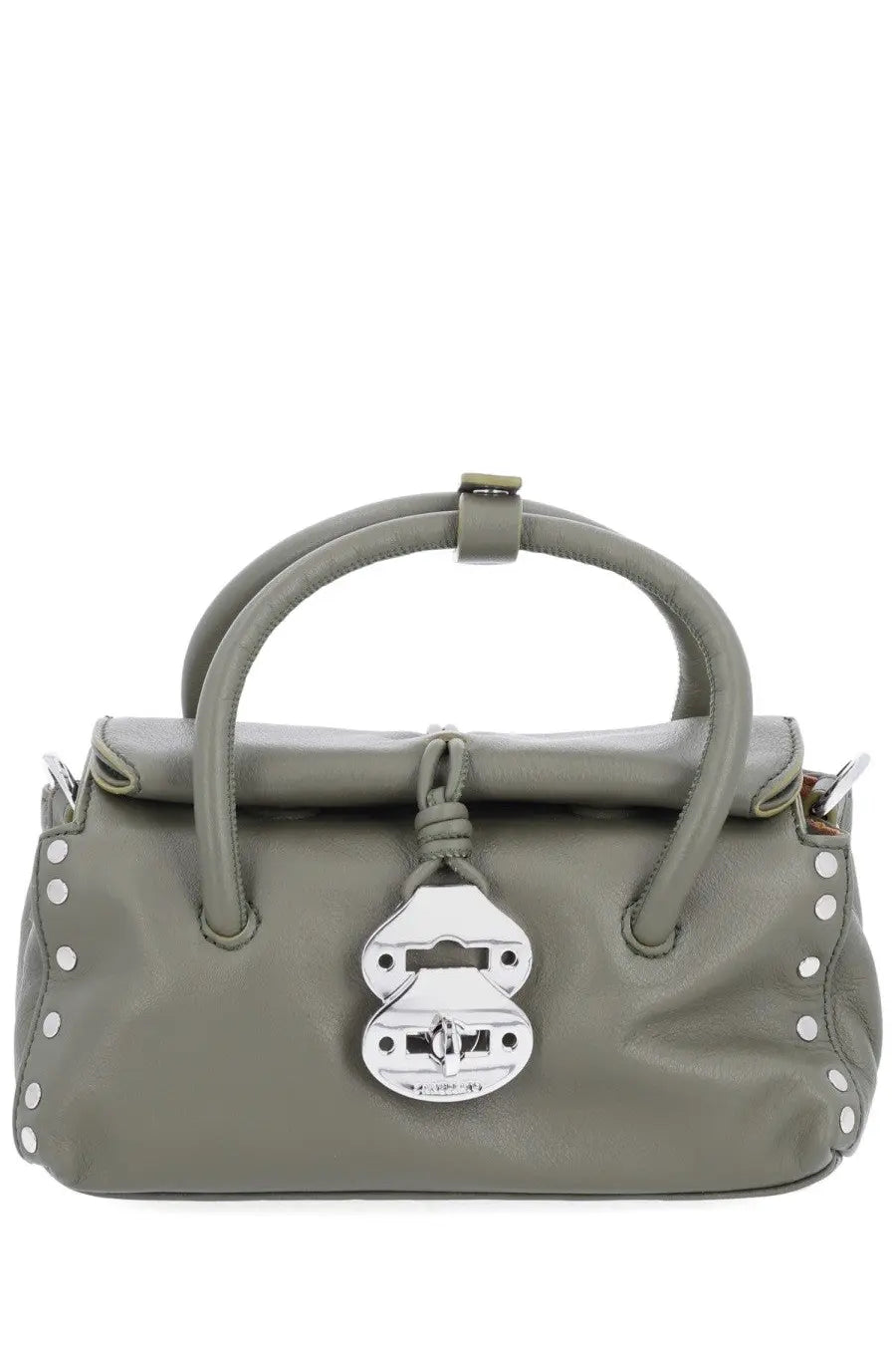 Zanellato women’s small green leather handbag with silver-tone hardware and studded detailing