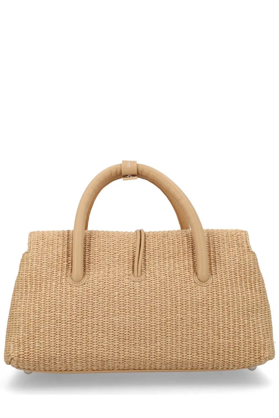 Zanellato women’s borsa dotta vimini small beige woven straw handbag with leather handles and minimalist design