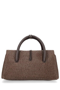 Zanellato women’s borsa dotta vimini small brown woven handbag with dark brown leather handles and minimalist design