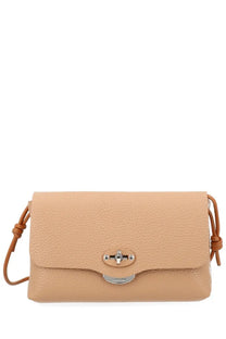 Zanellato women’s borsa lettera daily small beige crossbody bag in beige textured leather with silver clasp and tan strap