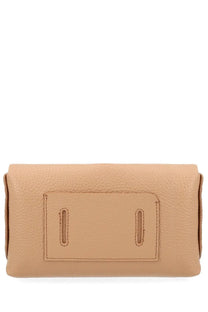 Beige textured leather clutch zanellato women’s borsa lettera daily small with rectangular flap and two vertical stitched slots