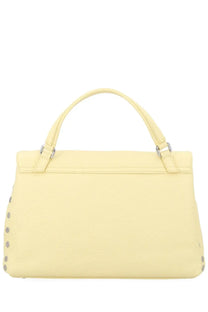 Zanellato women’s borsa postina small yellow pale leather handbag with silver toned studs along sides and matching handles
