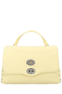 Zanellato women’s borsa postina small yellow pale leather satchel with silver metal hardware and decorative studs