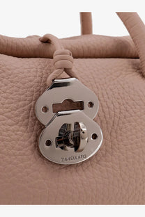 Zanellato women’s hammered leather dotta small crossbody bag blue with sleek silver zanellato padlock clasp and keyhole detail