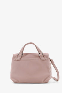 Zanellato women postina baby leather crossbody bag in blue with soft pink structured mini handbag top handle detachable strap