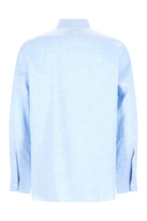 Zegna men’s camicia oasi blue light blue long-sleeved button-down shirt with classic collar and neatly pressed fabric