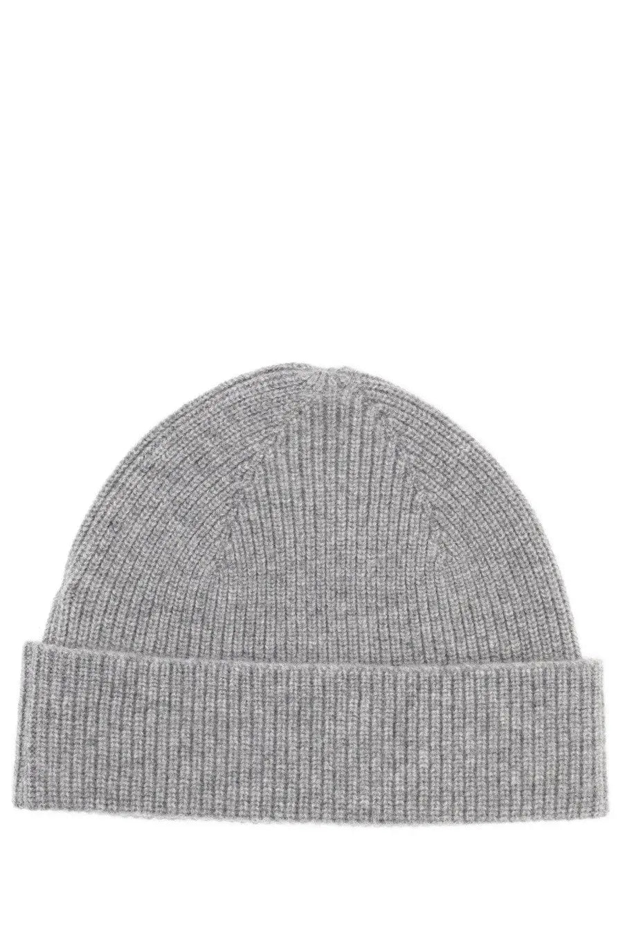 Zegna men’s cashmere beanie in soft heather gray ribbed knit with a folded cuff for warmth and style
