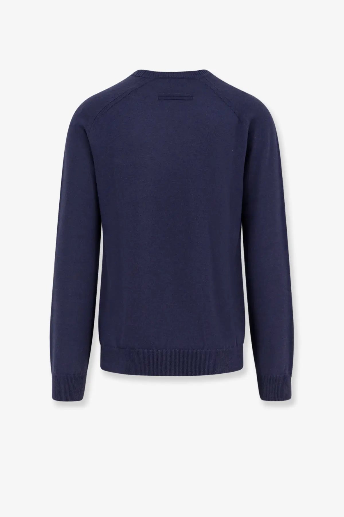 Zegna men’s navy blue cashmere crewneck sweater with ribbed cuffs and hem ideal for casual wear