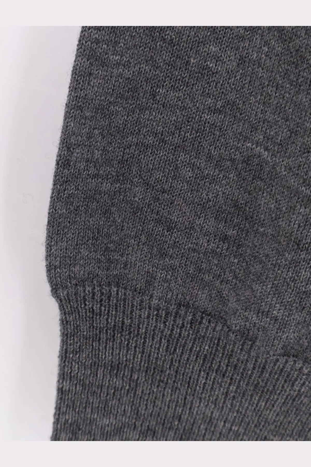 Dark gray heathered knit ribbed cuff of zegna men’s cashmere sweater grey showcasing fine texture and material quality