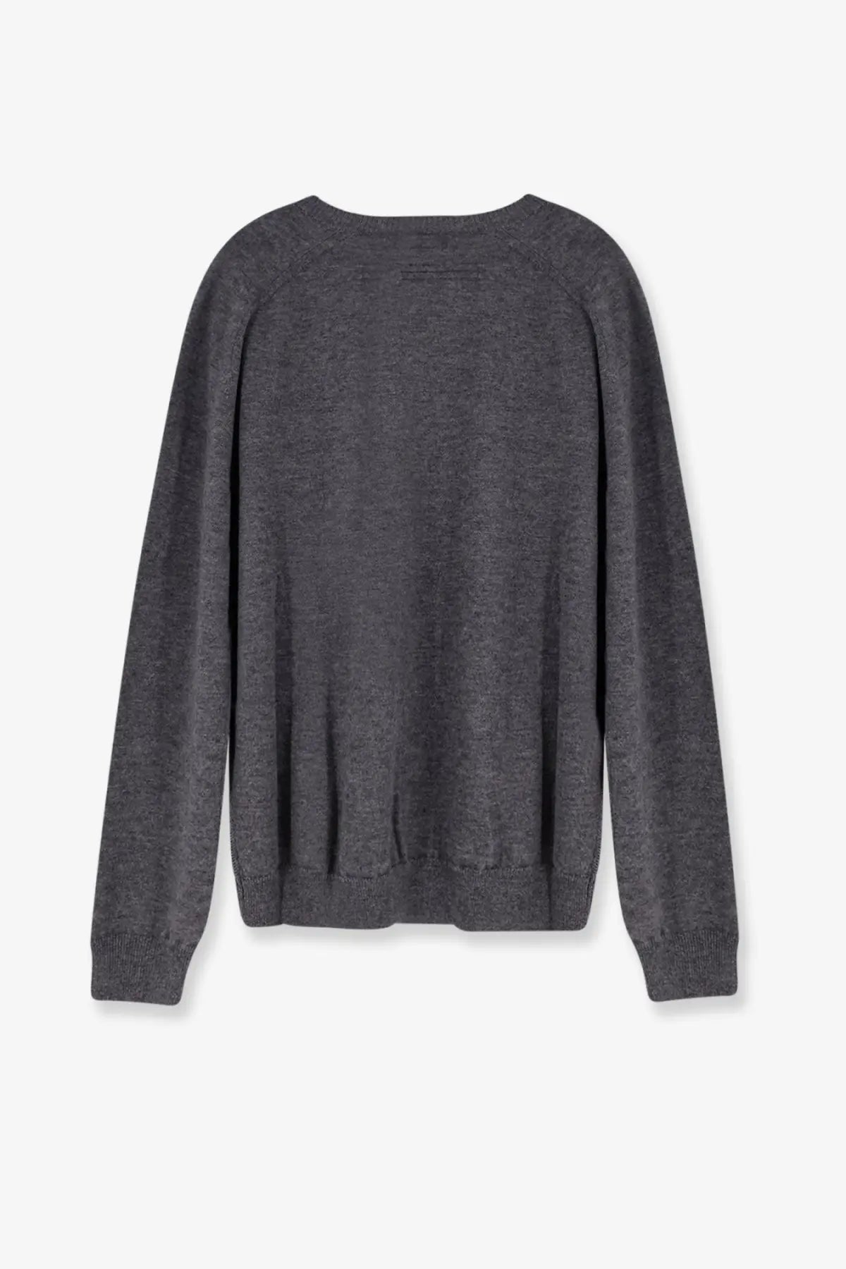 Zegna men’s cashmere sweater in dark heather gray with long sleeves and ribbed cuffs and hem